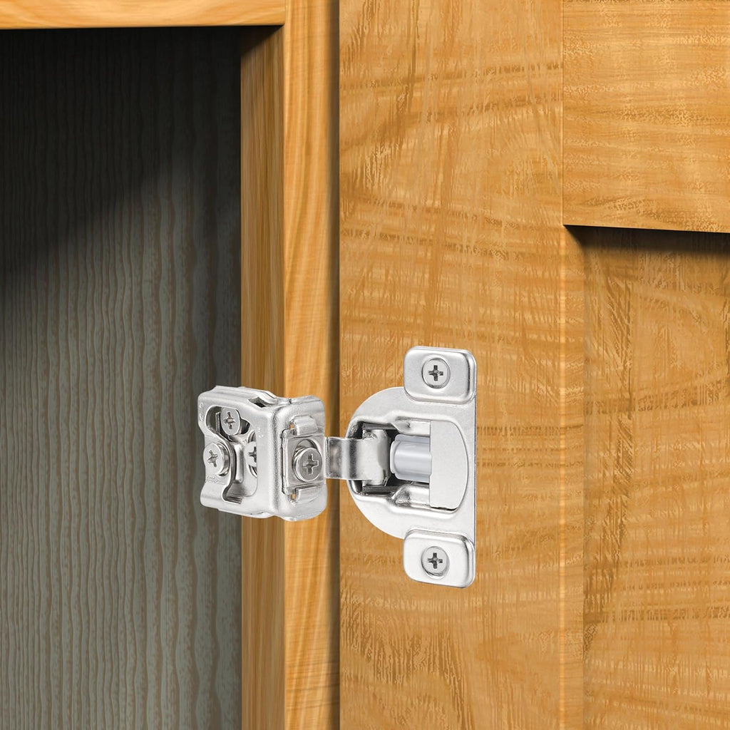 (4 Pack) 1 Inch Overlay Soft Close Cabinet Hinges, Kitchen Concealed Hinges for Face Frame Door, European Hinges with