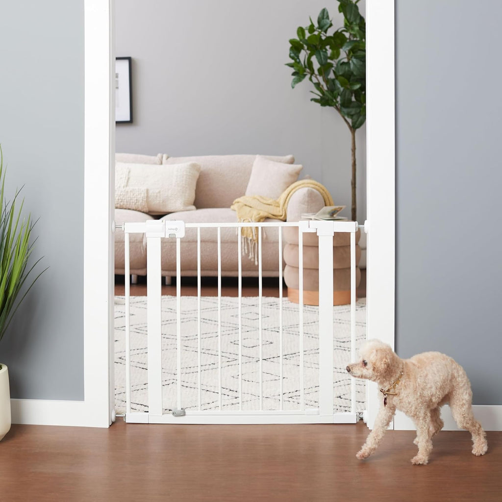 Easy Install Walk Thru Baby Gate for Doorway With Door, Dog Gates, Fits 29"-38", Easy Install 28" Tall, White