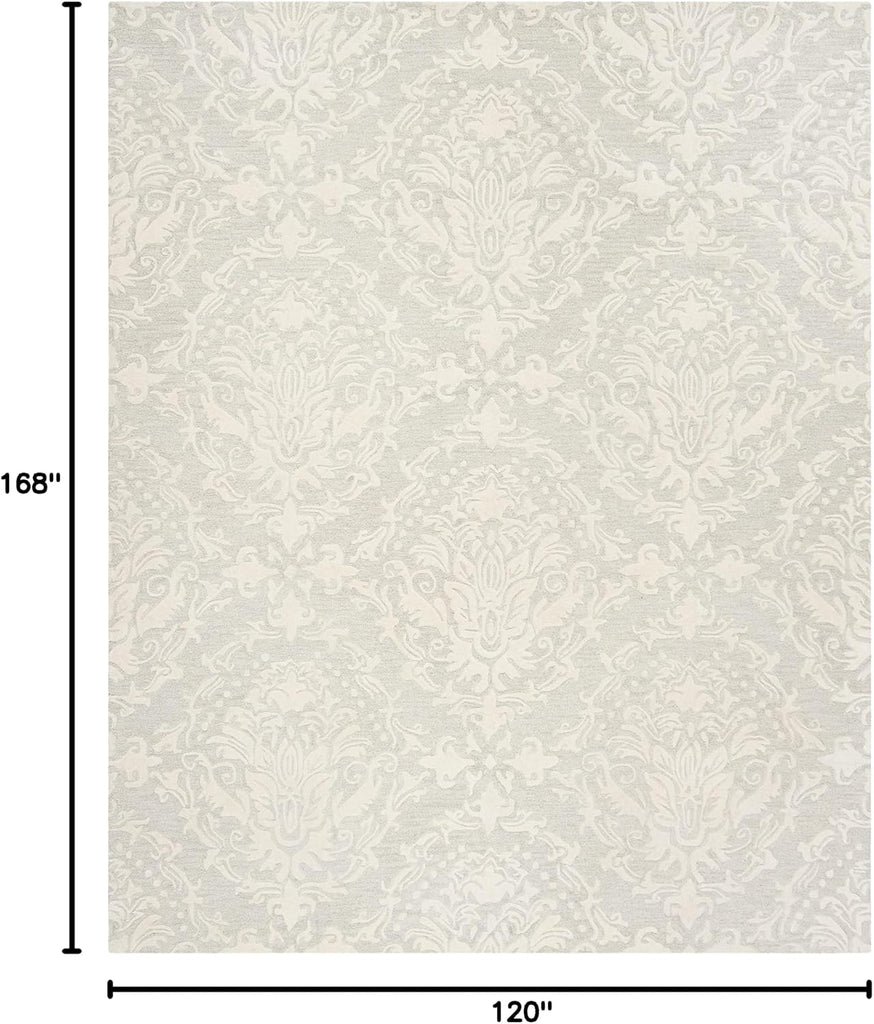 Blossom 10' x 14' Sage/Ivory Handmade Premium Wool Dining Area Rug