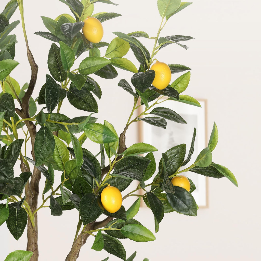 6FT Artificial Lemon Tree with White Tall Planter
