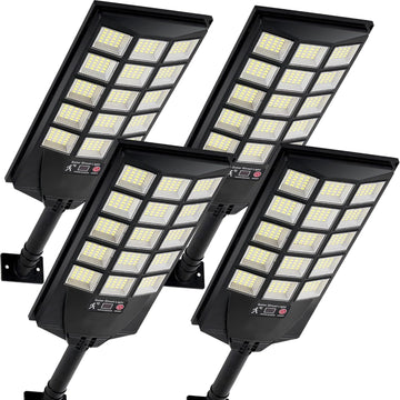 Solar Lights Outdoor Waterproof, 6500K Dusk to Dawn Solar Street Light Motion Sensor with Remote, LED Security Flood