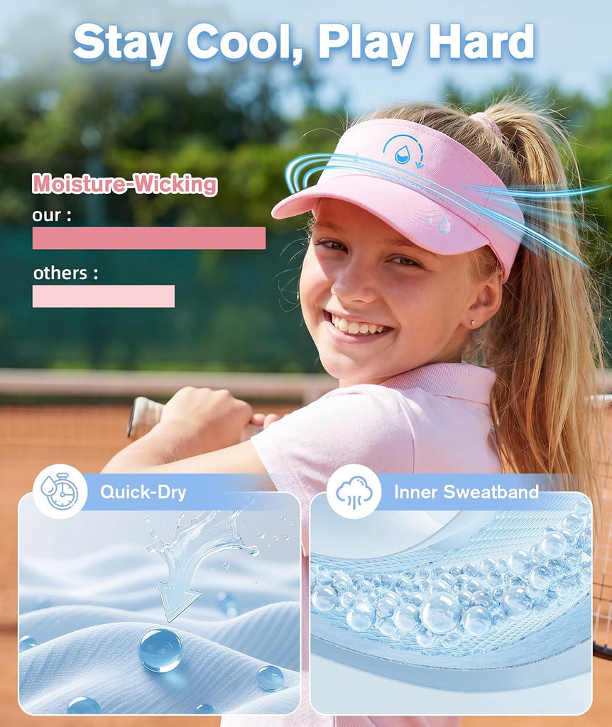 Kids Visor Adjustable Cotton Girls Sun Hat for Golf Outfit,Tennis