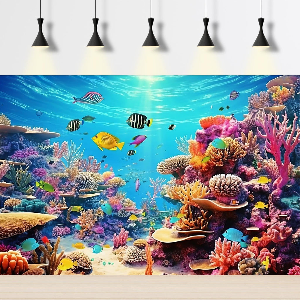 Underwater Aquarium Background Under The Sea Paradise Tropical Fish and Coral Reef Terrarium Background Breathtaking