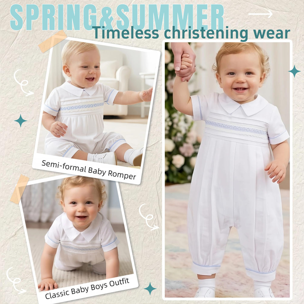 Boy clothes boy baptism outfit white romper