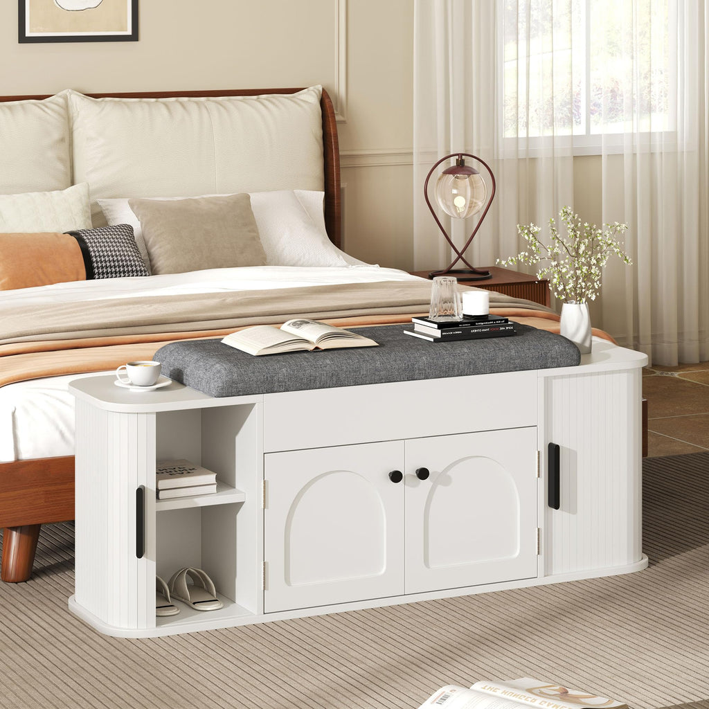 Entryway Shoe Storage Bench with Cushion, Lift Top Storage Cabinet