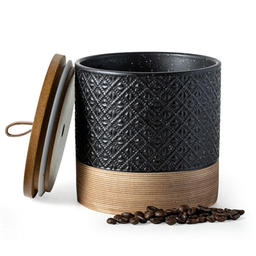 Ceramic Coffee Container Jars with Airtight Lid, Black & 42 fl.oz