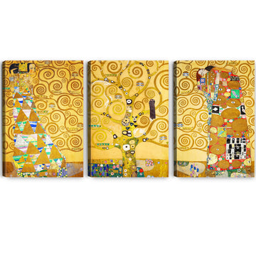 The Tree of Life (Dance, Tree, Lovers) by Gustav Klimt 3 Panel wall Art Decorations Giclee Print On Canvas Triptych