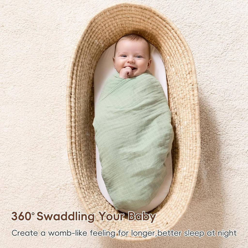 4 Pack Baby Muslin Swaddle Blankets 47" x 47", 100% Cotton Swaddle Wrap for Boys Girls, Ultra Soft Breathable