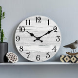 Wall Clock Battery Operated 14 Inch Large Gray Silent Non Ticking Country Rustic Design Vintage Retro Decorative