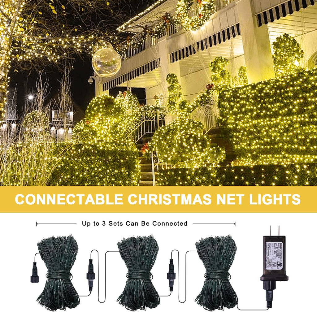 360 LED Christmas Net Lights, Warm White, 12ft x 5ft