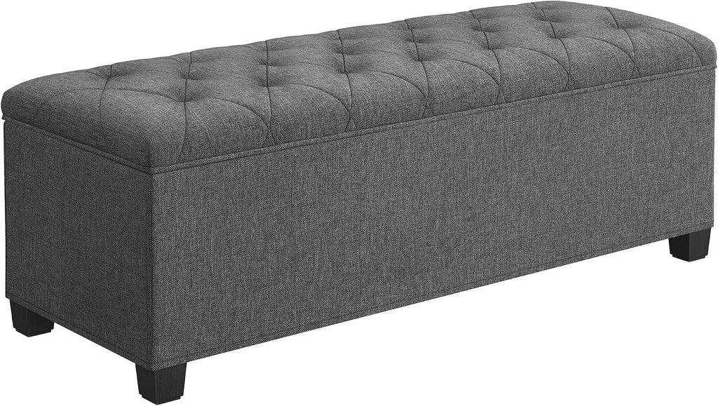 Storage Ottoman Bench, Foot Rest with Legs, 15.7 x 43.3 x 15.7 Inches, End of Bed Bench, Storage Chest, Load up to