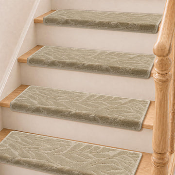 Bullnose Stair Treads for Wooden Steps, Indoor, 7Pcs, Beige