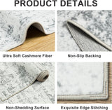 8x10 Area Rugs for Living Room - Washable Rug Modern Abstract Soft Large Neutral Non-Slip Carpet Indoor Floor Stain
