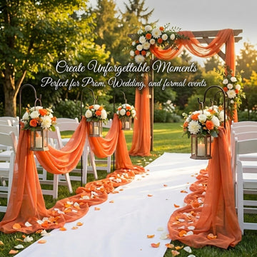 Orange Flame Retardant Gossamer Fabric Roll, 59 Inches x 50 Yards, Sheer Fabric for Wedding Decorations, Baby Shower