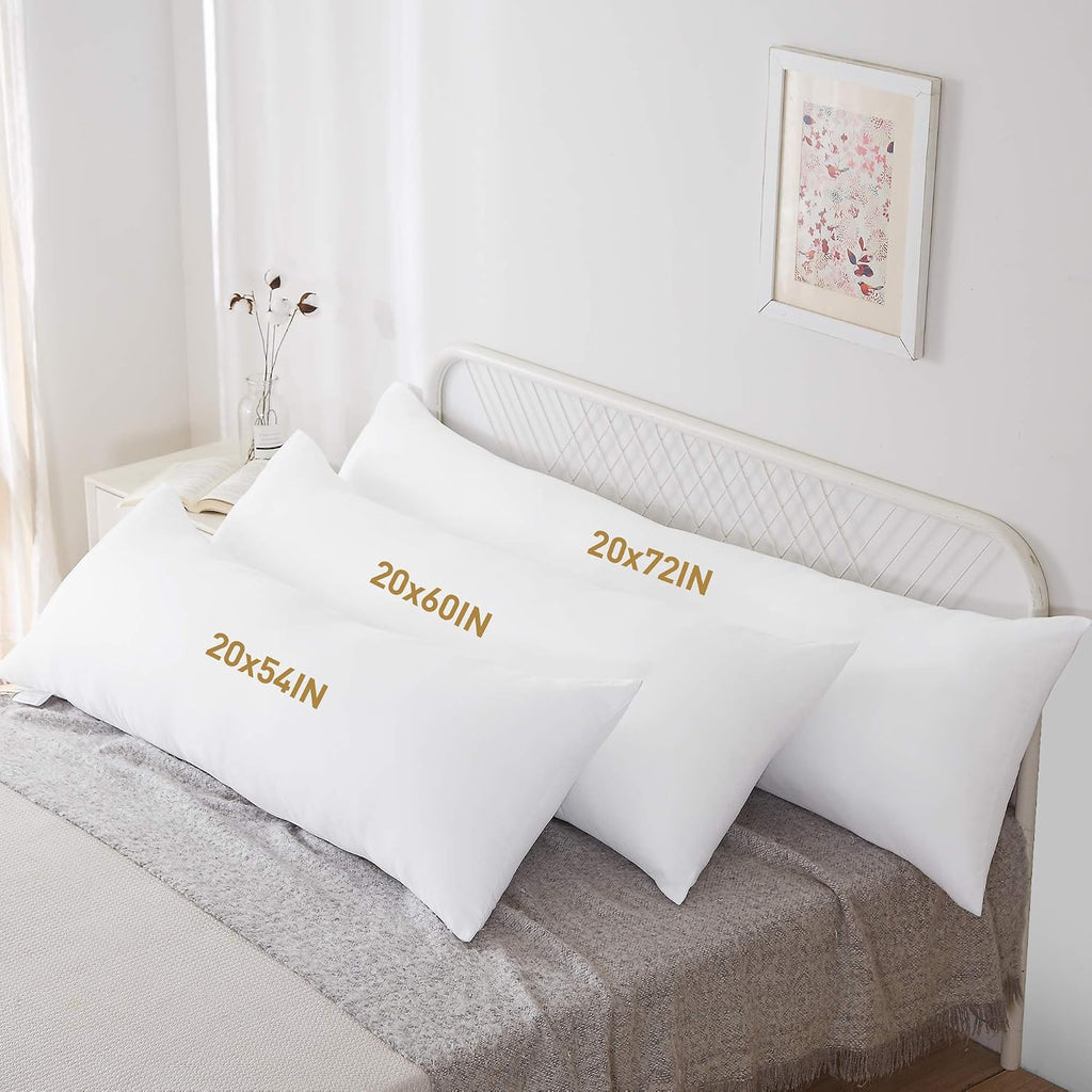 Fluffy Bed Sleeping Side Sleeper Body Pillow Insert, Extra-Long 20" x 72", White
