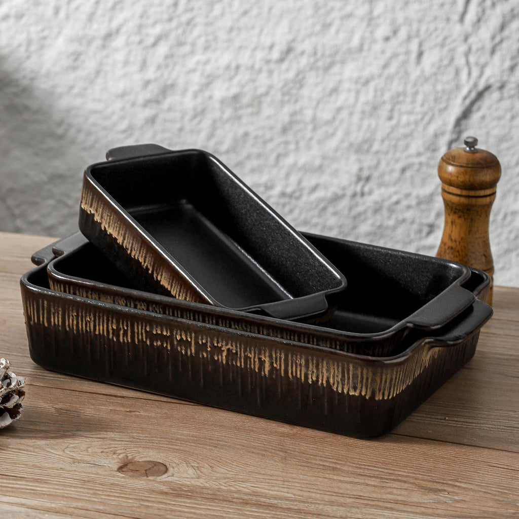 Bakeware Set, Ceramic Baking Dish, Rectangular Baking Pans Set, Casserole Dish for Cooking, Cake Dinner, Kitchen 9 x