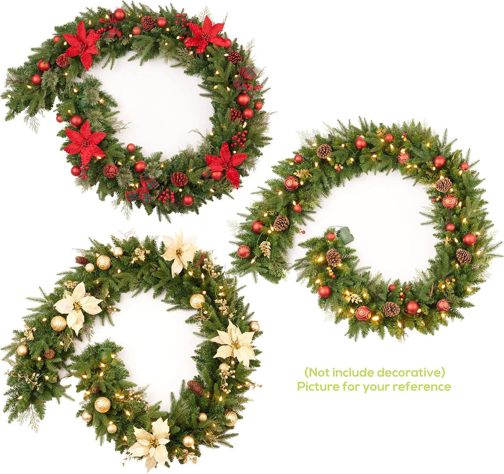 9Ft Pre-lit Christmas Garland with 50 LED Lights Battery Operated,Holiday Decoration Stairs Wall Mantle Door Indoor