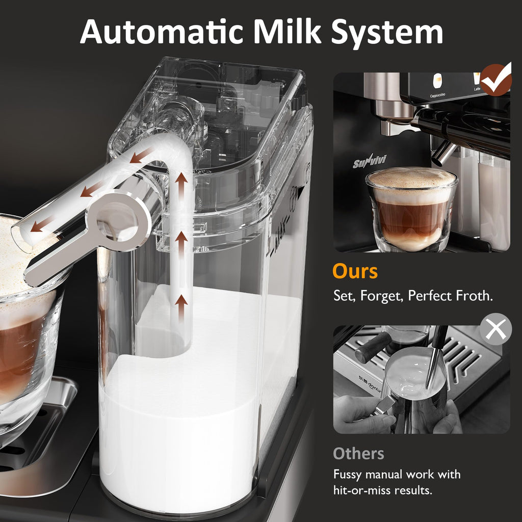 Espresso Machine with Cold Brew, All-in-one Iced Coffee Maker with Automatic Milk Frother, LED Touchscreen, 51OZ