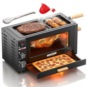 Electric Rotisserie Oven - 26QT 3-Layer 3-in-1 Rotisserie Oven For Simultaneous Cooking, 360°Auto-Ro