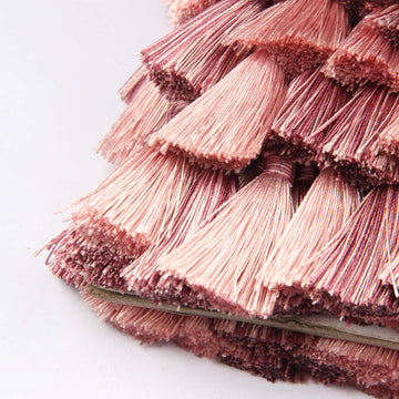 Handmade Tassel Fringe Trim Hand Knitting-Pink - 6.5 Yard