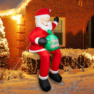5.6FT Christmas Inflatable Santa Claus with LED Lights, Christmas Blow up Yard Decorations with Gift Bag Weatherproof