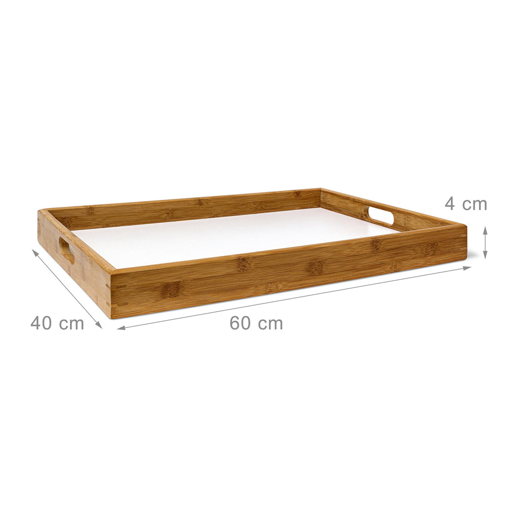 Couch Table Made of Wood and Bamboo 72 x 60 x 40 cm Side Table with Tablet and Frame Folding Table Plus Serving Tray