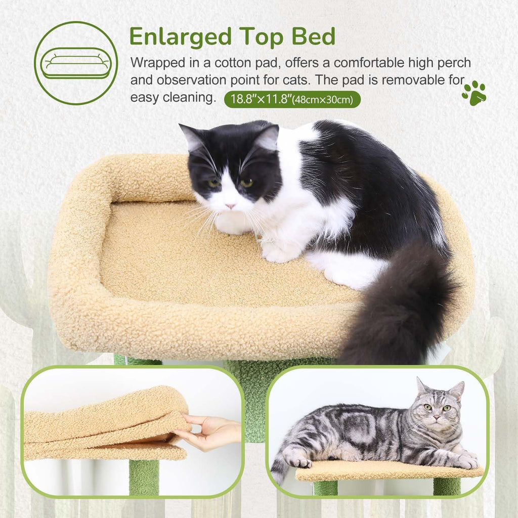 Cactus Cat Tree Tower with Scratching Post for Indoor Cats
