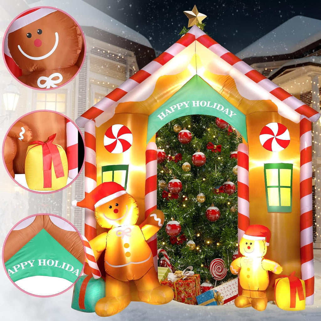 9.97ft Christmas Gingerbread Arch Outdoor Inflatable with LED Light
