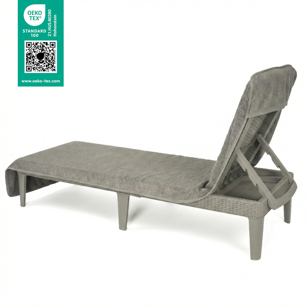 2 PACKED Chaise Lounge Covers with Pocket, 86"x32" Oversized Beach Pool Lounge Chair Towels (Gray Chair Towel, 2
