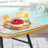 4-Piece Patio Furniture Wicker Outdoor Bistro Set, All-Weather Rattan Conversation Loveseat Chairs for Backyard