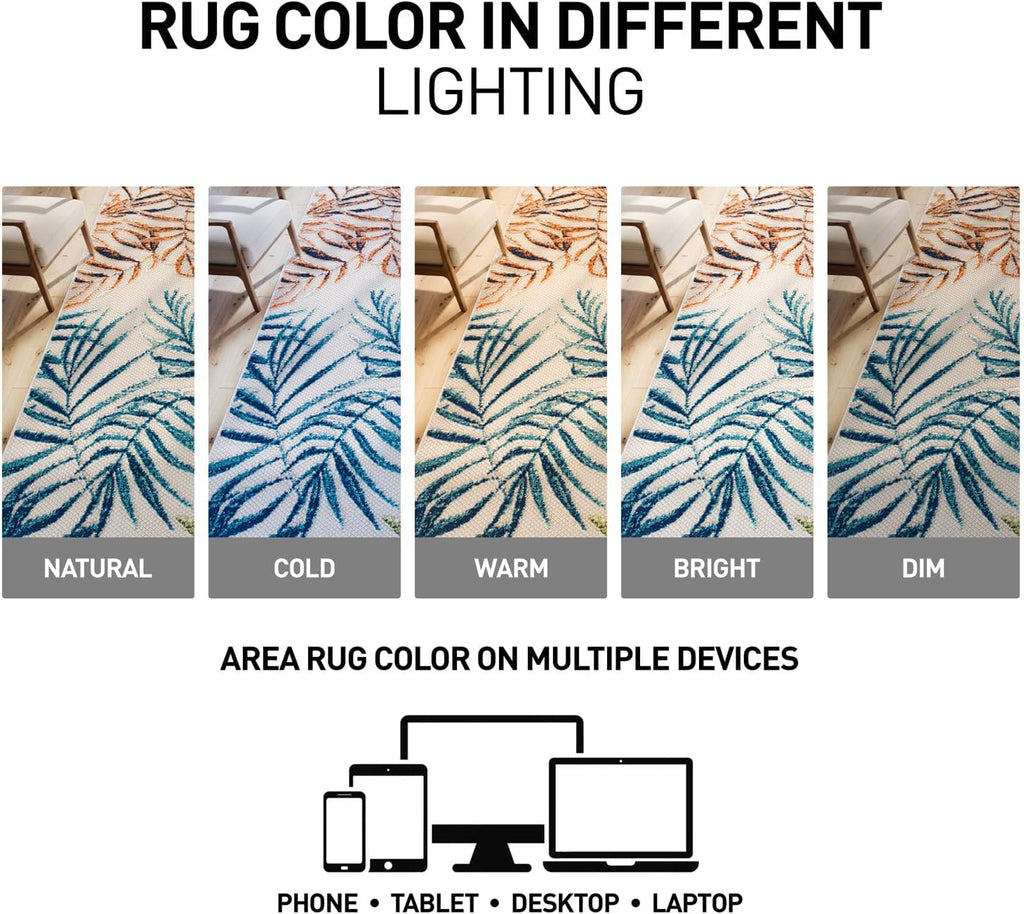 Palm Bahama Indoor/Outdoor Floral Patio Runner Rug Multi
