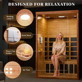 2 Person Infrared Sauna for Home, Smart App Control Home Sauna with WiFi & Bluetooth, Low EMF 1500W/120V LCD Heater