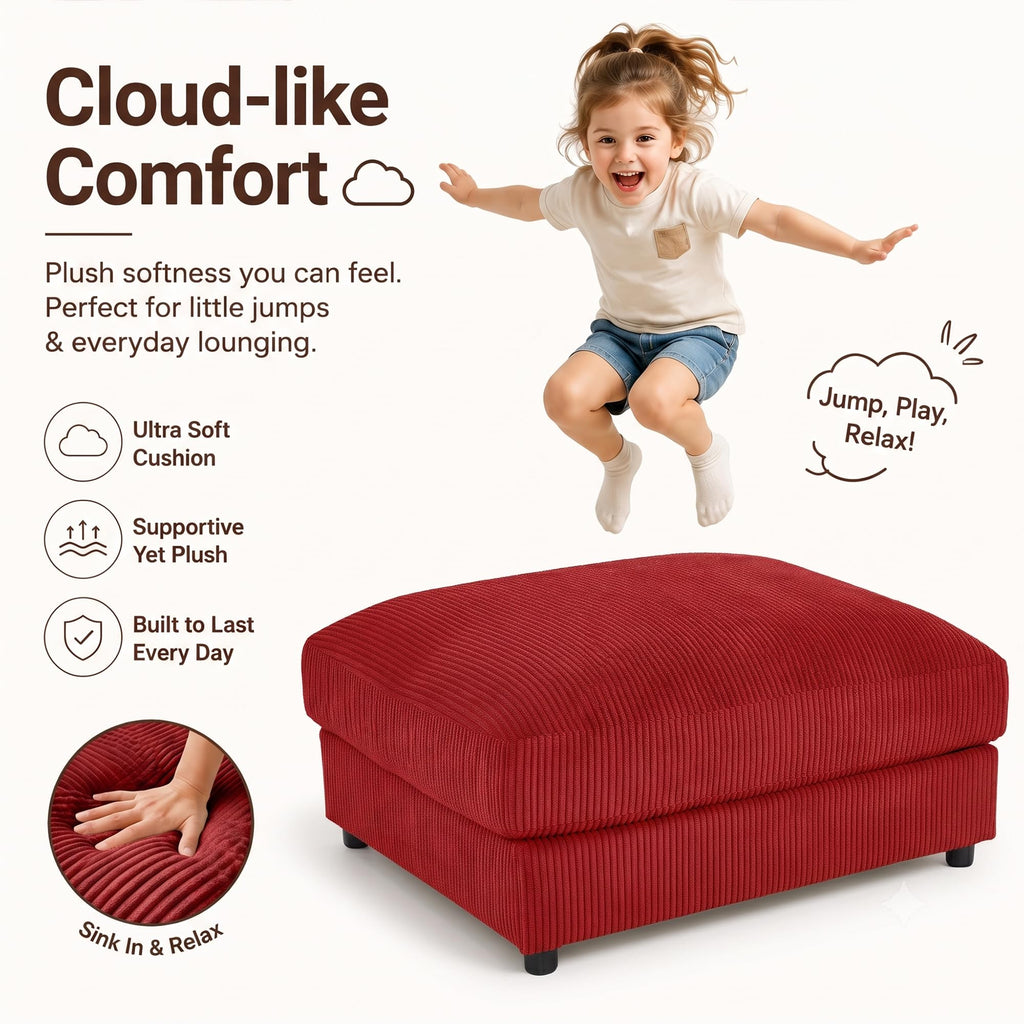 40" Rectangle Corduroy Ottoman Oversized Upholstered Footrest(Red)