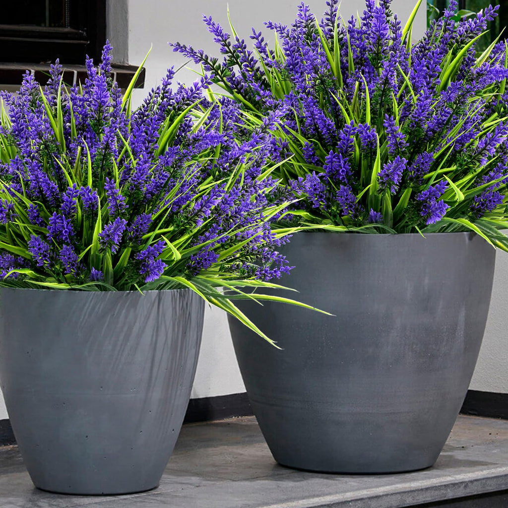 24 Bundles Purple Artificial Plants Flowers Outdoor, UV Resistant