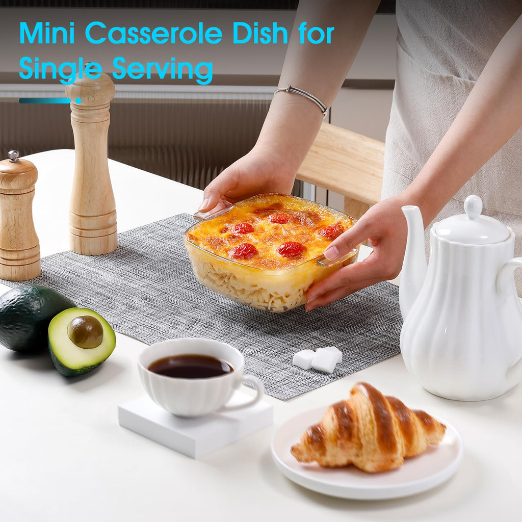 0.8L Glass Casserole Dish with Lid Oven Safe Square Casserole Dish