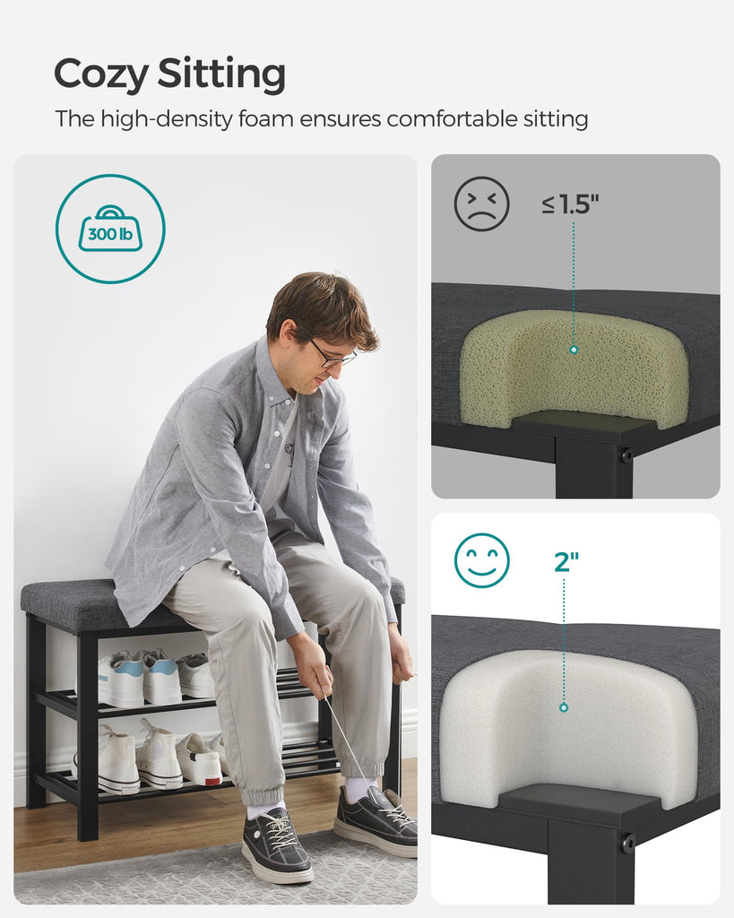 Shoe Bench, Storage Bench, Entryway Bench with Cushion