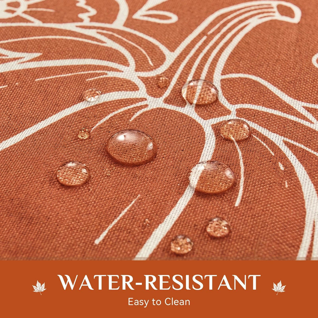 Fall Faux Linen Tablecloth 60x84 inch Rectangular, Water Resistant