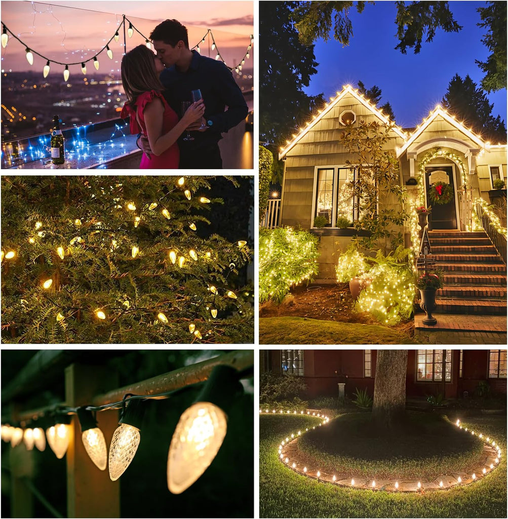 100Feet C9 LED Christmas Light Outdoor, E17 Warm White Vintage Bulb