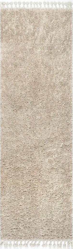 Neva Beige Solid Power Loomed Runner Rug, 2' x 6'
