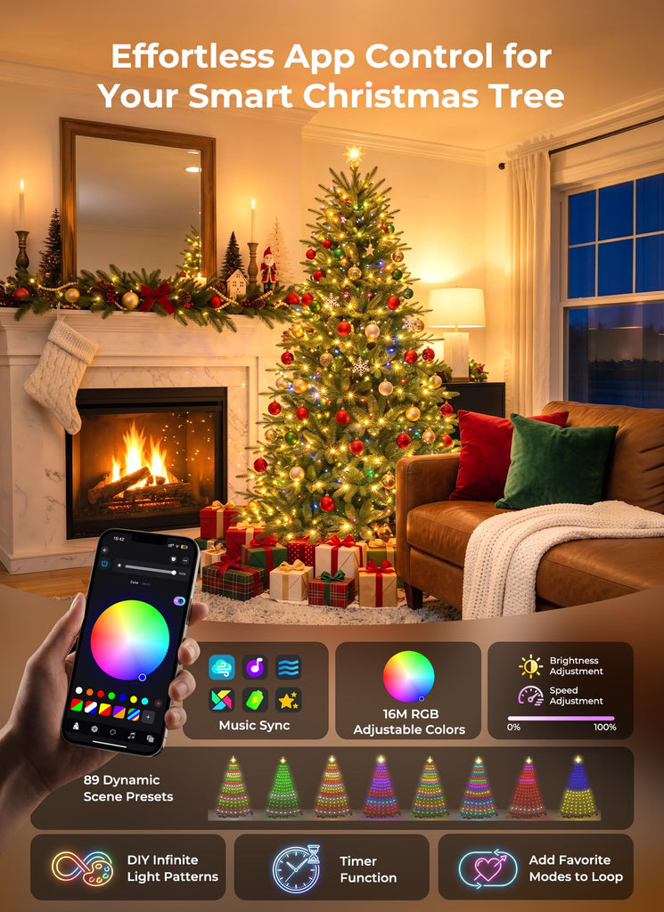 7.5-ft Smart Prelit Christmas Trees with 400 LED Lights, App Control