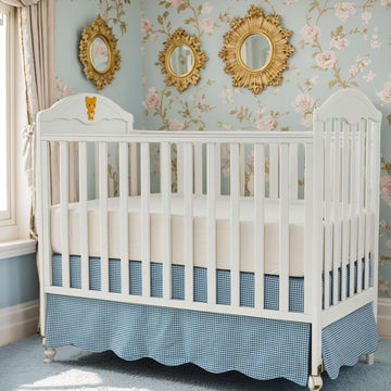 Scallop Edge Cotton Crib Skirt Toddler Bedskirt Baby Nursery Crib Bed Skirt Boho Bohemian Neutral Solid Color