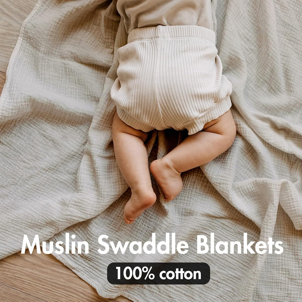 Muslin Swaddle Blankets, 3 Pack Breathable Soft Receiving Blanket, Large 38 x 40 inches Swaddle Wrap