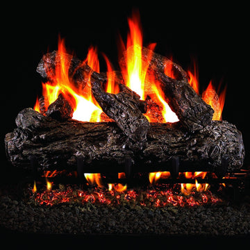 18-inch Rustic Oak Log Set with Vented Natural Gas G45 Burner - Match Light