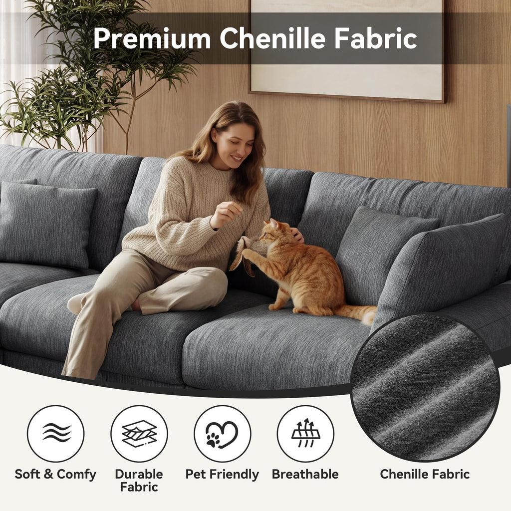 140" Oversized Cloud Sectional Couches, Modern Modular Sectional Sofa with Deep Seat, Convertible U Shape Couch with