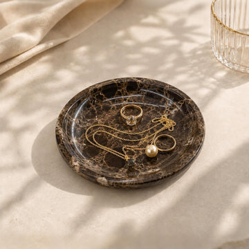 Small Natural Marble Jewelry Tray Key Plate Holder Dish Trinket Decor Catch All Bowl for Ring Earring Stone Gift