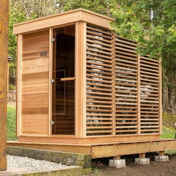 Customized Outdoor 4-8 Person Wood Steam Sauna, Canadian Red Cedar | Hemlock/ Pine Traditional Wooden Spa Room, Wood
