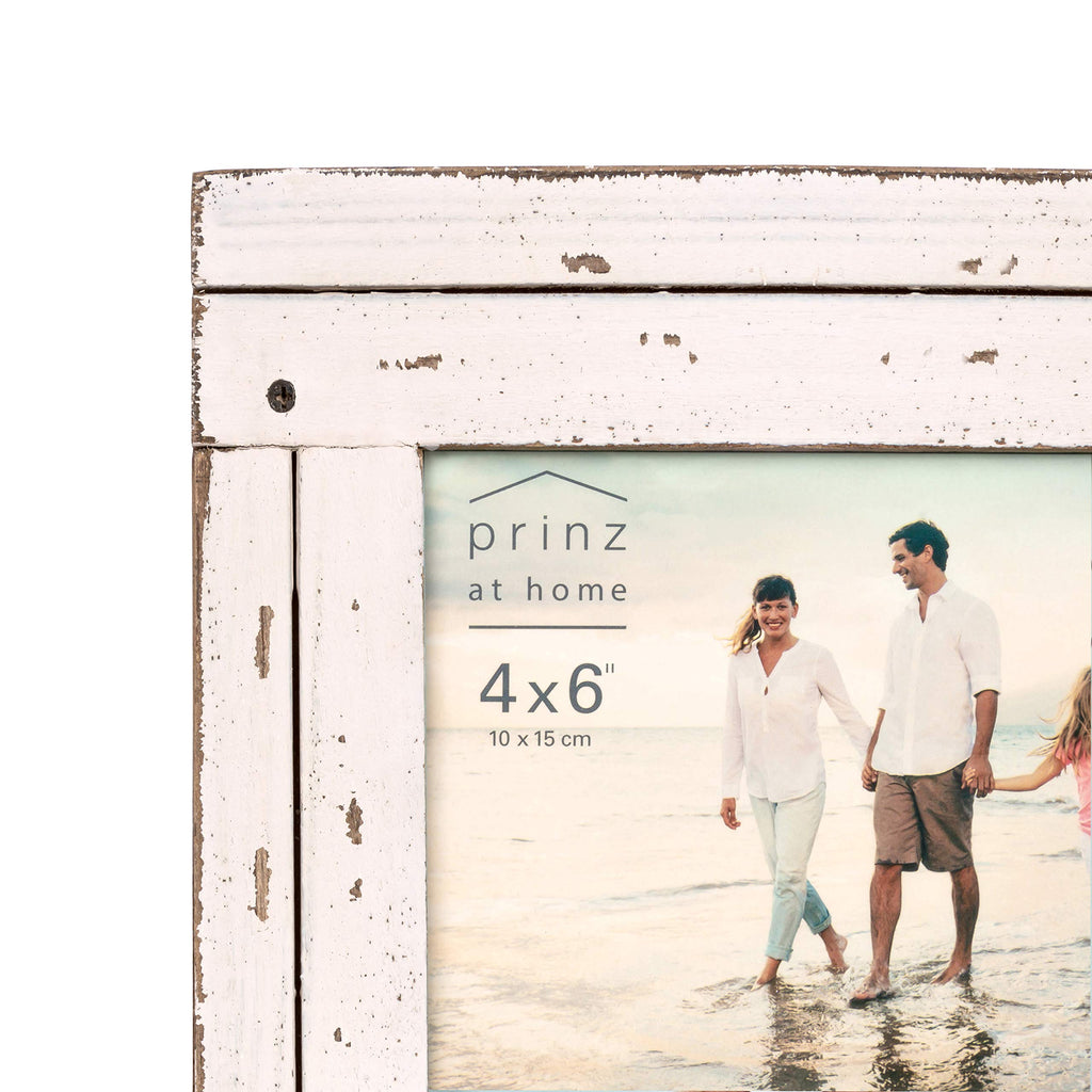 Homestead 4x6 Picture Frame Antique White - Distressed Wood Rustic Coastal Decor Two-Way Easel Wall Mount Tabletop