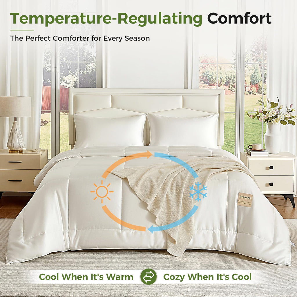 Cooling Comforter Duvet Insert California King Size, Hypoallergenic 100% Viscose Derived from Bamboo Shell & Fill