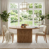47.24" Oval Dining Table for 4, Small Kitchen Table with Pedestal Base, Space Saving Farmhouse Wood Dinner Table for