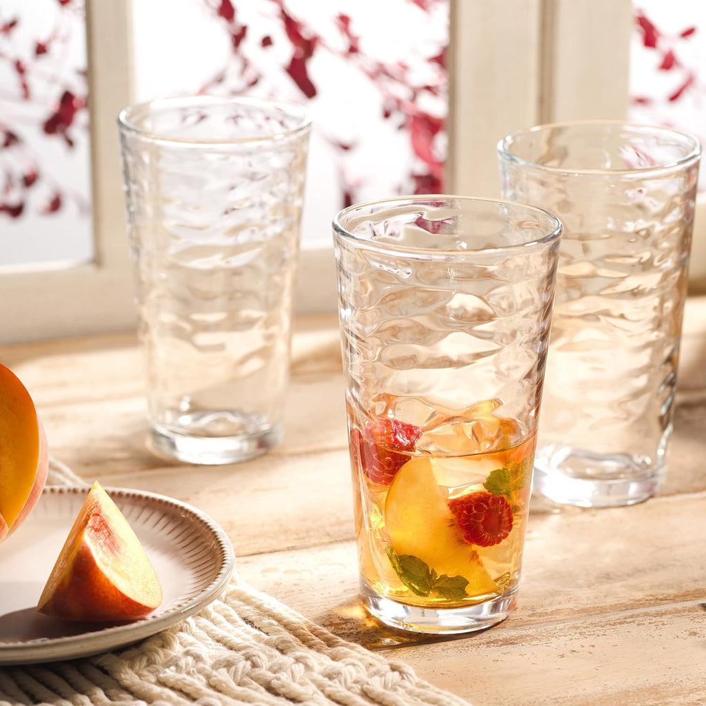 Drinking Glasses Set of 4 Highball Glass Cups, 17 Oz. Basic Cooler Glassware, ideal for Water, Juice, Cocktails, Iced